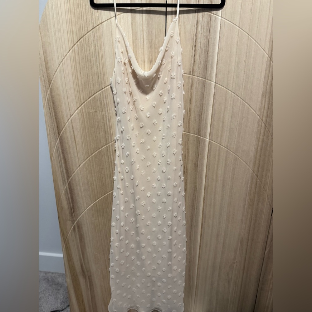 Cream Swiss Dot Slip Dress